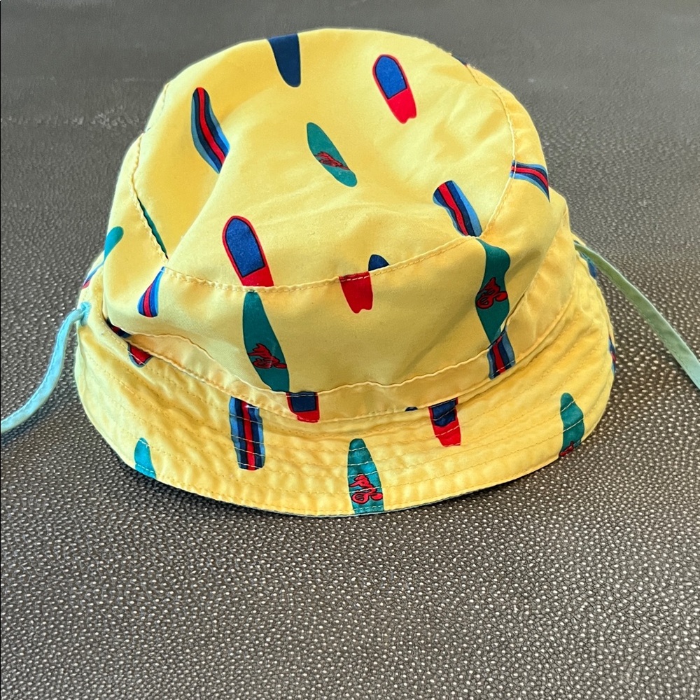 Polarn Yellow Bucket Hat with Surfboard Print